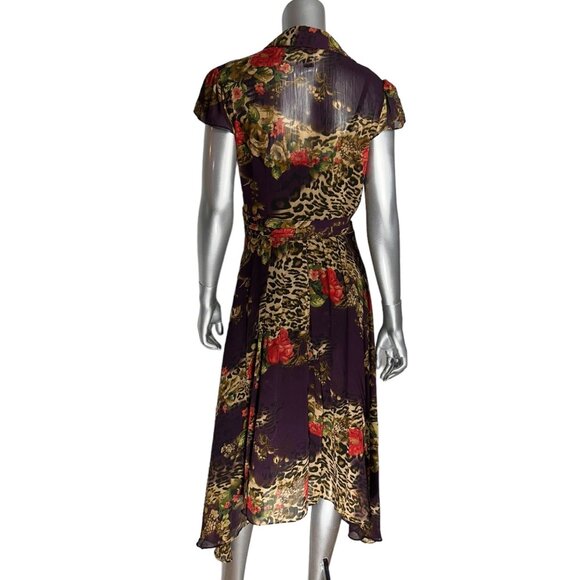 Robbie Bee Purple Animal & Floral Print Dress 6 - Picture 4 of 11